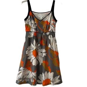Anthropologie Grand Gazania Dress Gray Floral Silk. Boho, Summer, Y2K size 0